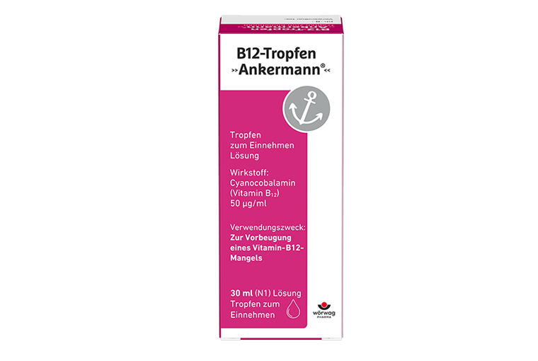 Mit B12-Tropfen Ankermann® kann man einem Vitamin B12-Mangel vorbeugen.